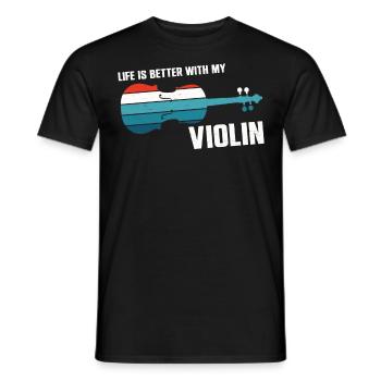 Violon Violoniste Rétro Vintage - T-shirt homme - noir - Devant - AI Model Male 178 light (178cm)