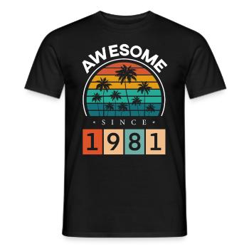 1981 Anniversaire Naissance Année de naissance millésime - T-shirt homme - noir - Devant - AI Model Male 178 light (178cm)