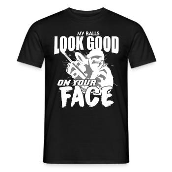 my balls look good on your face paintball kugeln - Männer T-Shirt - Schwarz - Vorne - AI Model Male 178 light (178cm)