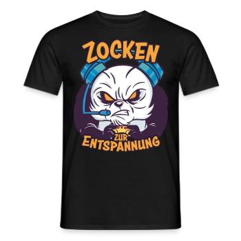 Gambling to relax panda funny saying - Men's T-Shirt - black - Front - AI Model Male 178 light (178cm)