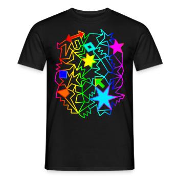 colorful stars arrows rainbow ornaments - Men's T-Shirt - black - Front - AI Model Male 178 light (178cm)