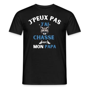 J'peux Pas j ai chasse avec mon papa cadeau chasse - T-shirt homme - noir - Devant - AI Model Male 178 light (178cm)