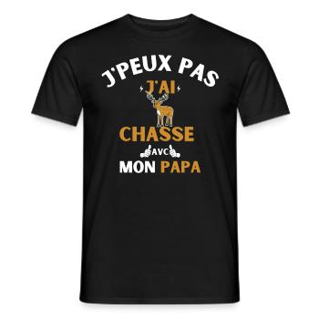 j peux pas j ai chasse avec mon papa - T-shirt homme - noir - Devant - AI Model Male 178 light (178cm)