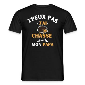 j peux pas j ai chasse avec mon papa - T-shirt homme - noir - Devant - AI Model Male 178 light (178cm)