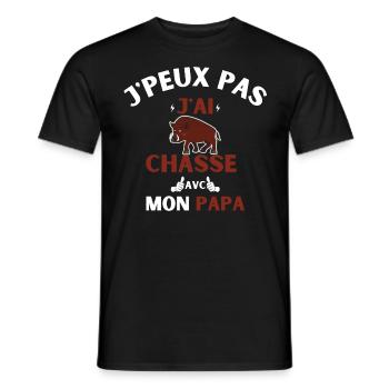 j peux pas j ai chasse avec mon papa - T-shirt homme - noir - Devant - AI Model Male 178 light (178cm)