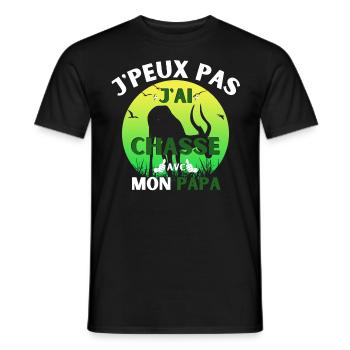 j peux pas j ai chasse avec mon papa vintage - T-shirt homme - noir - Devant - AI Model Male 178 light (178cm)