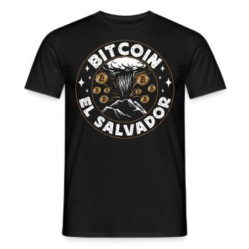 El Salvador Bitcoin Adoption El Salvador Flag - Men's T-Shirt - black - Front - AI Model Male 178 light (178cm)