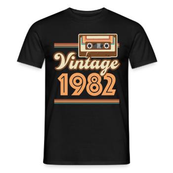 1982 Année de construction vintage - T-shirt homme - noir - Devant - AI Model Male 178 light (178cm)
