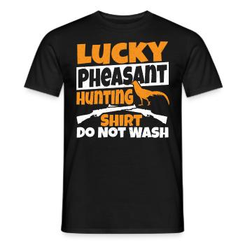 Lucky Pheasant Hunting Shirt Do Not Wash Pheasant - Men's T-Shirt - black - Front - AI Model Male 178 light (178cm)