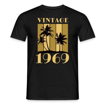 Born 1969 Year of birth Date of birth Vintage - Men's T-Shirt - black - Front - AI Model Male 178 light (178cm)