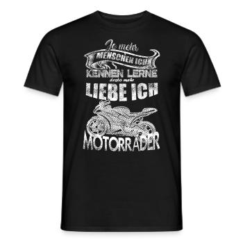 menschen ich kennenlerne mehr liebe motorräder - Männer T-Shirt - Schwarz - Vorne - AI Model Male 178 light (178cm)
