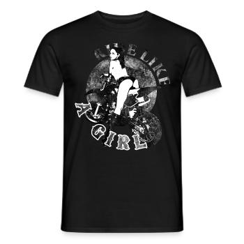 ride a girl motorcycle ride fast motorcycle tours - Men's T-Shirt - black - Front - AI Model Male 178 light (178cm)