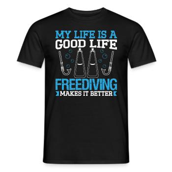 Freediving My Life Is A Good Life Freediver Diving - Men's T-Shirt - black - Front - AI Model Male 178 light (178cm)