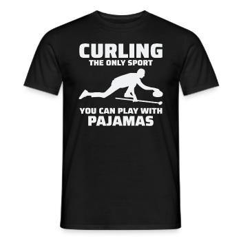 Curling Kehrfächer Winter Eissport Curler Lustig - Männer T-Shirt - Schwarz - Vorne - AI Model Male 178 light (178cm)