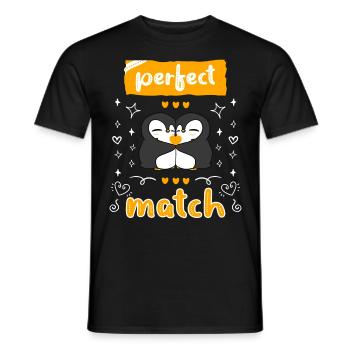 Perfect Match! Penguin Love Valentine's Day - Men's T-Shirt - black - Front - AI Model Male 178 light (178cm)