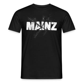 Mainz Deutschland Stadt Schrift Grunge Splash - Männer T-Shirt - Schwarz - Vorne - AI Model Male 178 light (178cm)