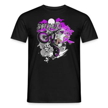 Supermoto / Supermotard / Supermoto Wheelie Biker - T-shirt homme - noir - Devant - AI Model Male 178 light (178cm)