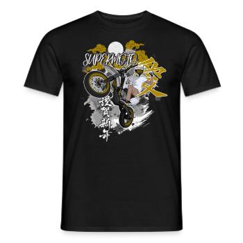 Supermoto / Supermotard / Supermoto Wheelie Biker - T-shirt homme - noir - Devant - AI Model Male 178 light (178cm)