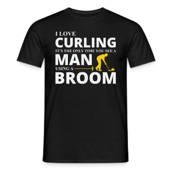Curling Kehrfächer Winter Eissport Curler Lustig - Männer T-Shirt - Schwarz - Vorne - AI Model Male 178 light (178cm)