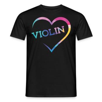 Violin Violinist Heart Watercolor - Männer T-Shirt - Schwarz - Vorne - AI Model Male 178 light (178cm)