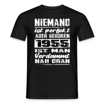 Niemand Is Perfekt Aber geboren 1955 Geburtstag - Männer T-Shirt - Schwarz - Vorne - AI Model Male 178 light (178cm)