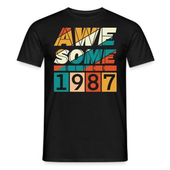 1987 Né Anniversaire Année de naissance millésime - T-shirt homme - noir - Devant - AI Model Male 178 light (178cm)