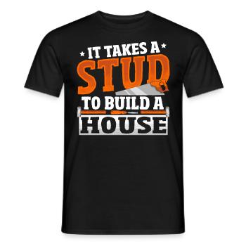 Il faut un poteau pour construire un charpentier de maison - T-shirt homme - noir - Devant - AI Model Male 178 light (178cm)