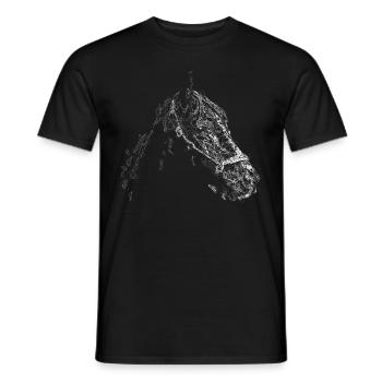 Horse Head Lines Art - Men's T-Shirt - black - Front - AI Model Male 178 light (178cm)