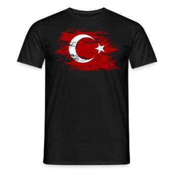 Drapeau de la Turquie utilisé - T-shirt homme - noir - Devant - AI Model Male 178 light (178cm)