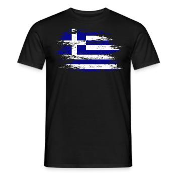 Greece flag used - Men's T-Shirt - black - Front - AI Model Male 178 light (178cm)