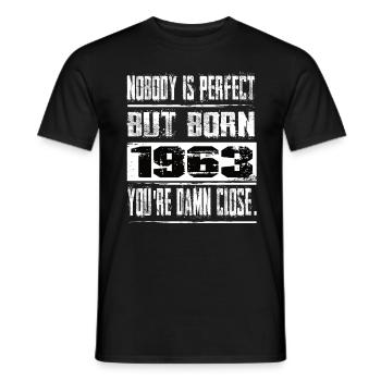 No one is perfect but born 1963 birthday - Men's T-Shirt - black - Front - AI Model Male 178 light (178cm)
