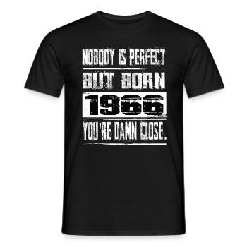 No one is perfect but born 1966 birthday - Men's T-Shirt - black - Front - AI Model Male 178 light (178cm)