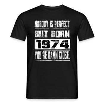 No one is perfect but born 1974 birthday - Men's T-Shirt - black - Front - AI Model Male 178 light (178cm)