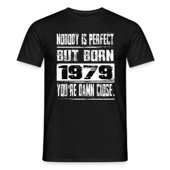 No one is perfect but born 1979 birthday - Men's T-Shirt - black - Front - AI Model Male 178 light (178cm)