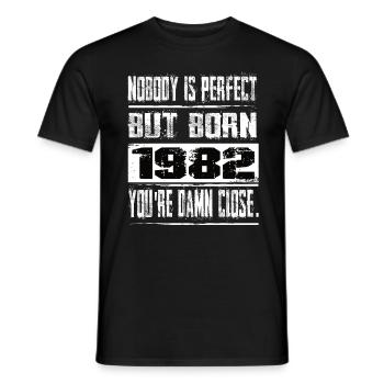 No one is perfect but born 1982 birthday - Men's T-Shirt - black - Front - AI Model Male 178 light (178cm)