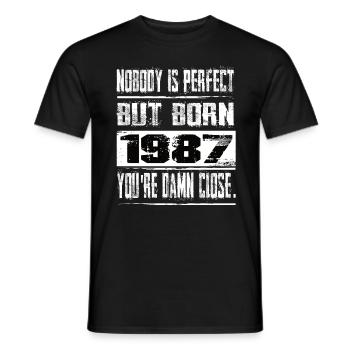 No one is perfect but born 1987 birthday - Men's T-Shirt - black - Front - AI Model Male 178 light (178cm)