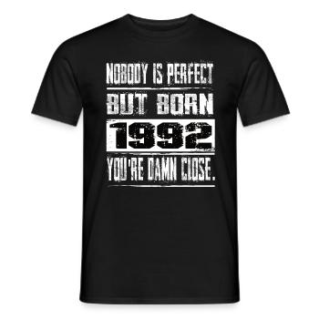 No one is perfect but born 1992 birthday - Men's T-Shirt - black - Front - AI Model Male 178 light (178cm)