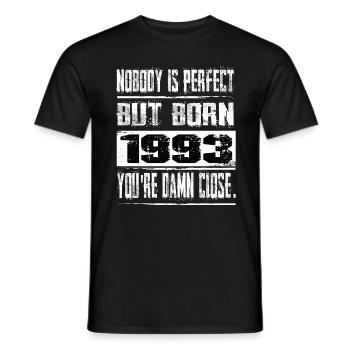 No one is perfect but born 1993 birthday - Men's T-Shirt - black - Front - AI Model Male 178 light (178cm)