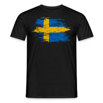 Drapeau de la Suède utilisé - T-shirt homme - noir - Devant - AI Model Male 178 light (178cm)