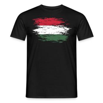 Drapeau de la Hongrie utilisé - T-shirt homme - noir - Devant - AI Model Male 178 light (178cm)
