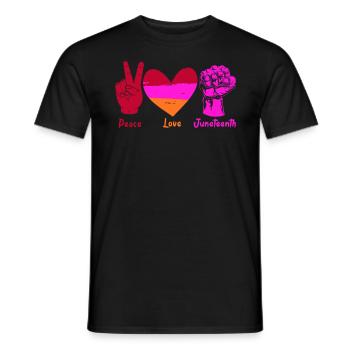 Peace Love Juneteenth African Woman - Men's T-Shirt - black - Front - AI Model Male 178 light (178cm)