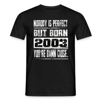 No one is perfect but born 2003 birthday - Men's T-Shirt - black - Front - AI Model Male 178 light (178cm)