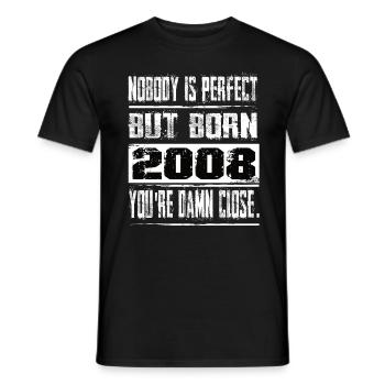 No one is perfect but born 2008 birthday - Men's T-Shirt - black - Front - AI Model Male 178 light (178cm)