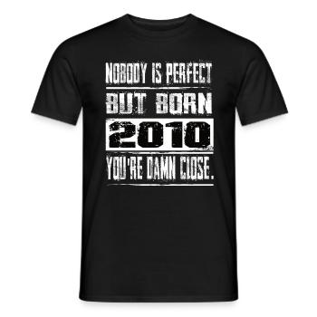 No one is perfect but born 2010 birthday - Men's T-Shirt - black - Front - AI Model Male 178 light (178cm)