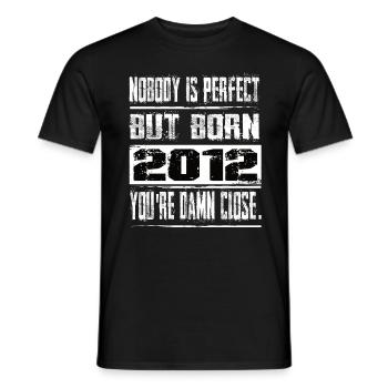 No one is perfect but born 2012 birthday - Men's T-Shirt - black - Front - AI Model Male 178 light (178cm)