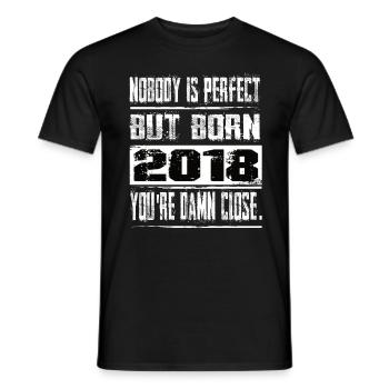 No one is perfect but born 2018 birthday - Men's T-Shirt - black - Front - AI Model Male 178 light (178cm)