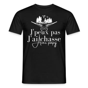 J'Peux Pas J'ai Chasse avec mon Papy - T-shirt homme - noir - Devant - AI Model Male 178 light (178cm)