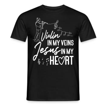 Violin Violinist Jesus Christian - Männer T-Shirt - Schwarz - Vorne - AI Model Male 178 light (178cm)