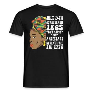 Juneteenth 1865 Black African woman - Men's T-Shirt - black - Front - AI Model Male 178 light (178cm)