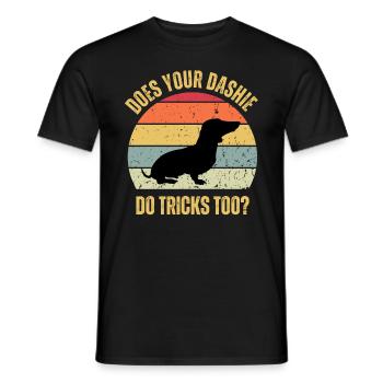 Does Your Dachshund Weiner Do Tricks Too - Men's T-Shirt - black - Front - AI Model Male 178 light (178cm)